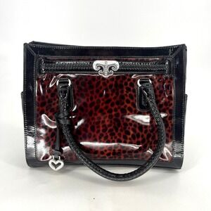 Brighton Aristocrat Bag Cheetah Print Renault Satchel Handbag Patent Leather Y2K